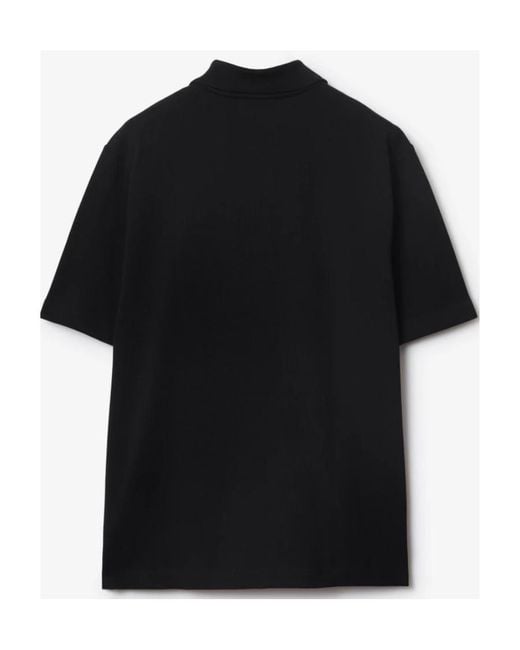 Burberry Black Logo Embroidered Short Sleeved Polo Shirt for men