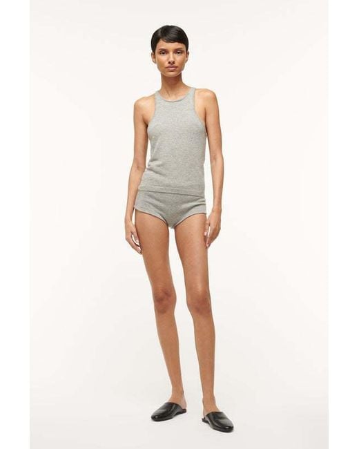 Staud Gray Ayana Ribbed-Knit Tank Top
