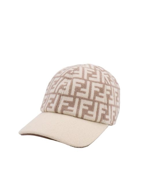 Fendi Natural Ff Motif Raffia Baseball Cap