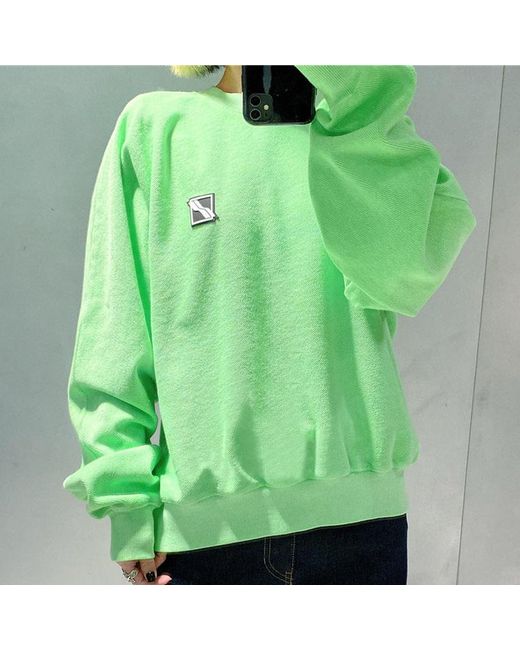 we11done Green Logo-Patch Logo-Print Relaxed Sweatshirt
