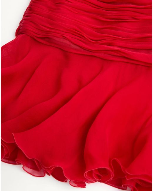 Valentino Red Flounce Chiffon Dress