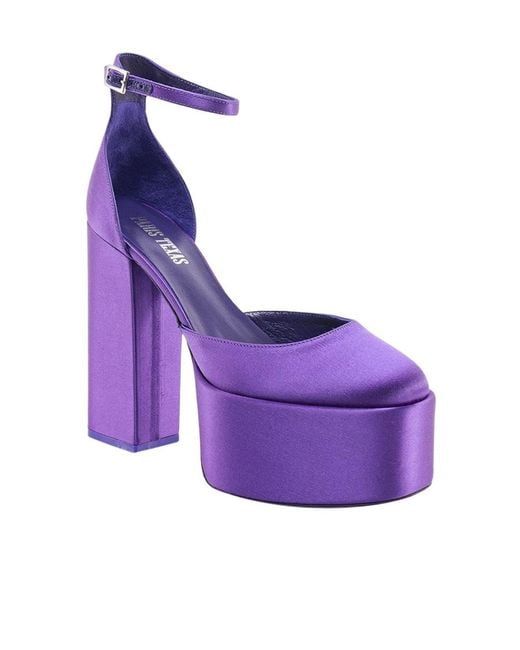 Paris Texas Purple Round Toe Platform Pumps