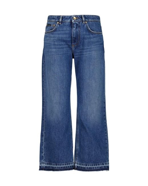 Dolce & Gabbana Blue Wide-Leg Mid-Rise Jeans