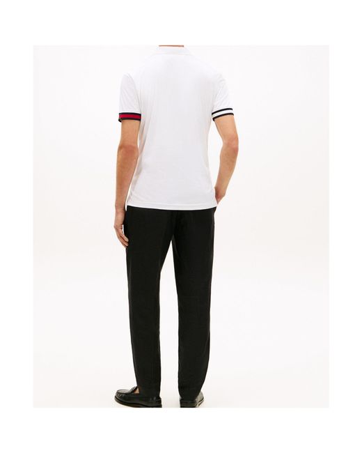 Tommy Hilfiger White Logo Short Sleeve Polo Shirt for men