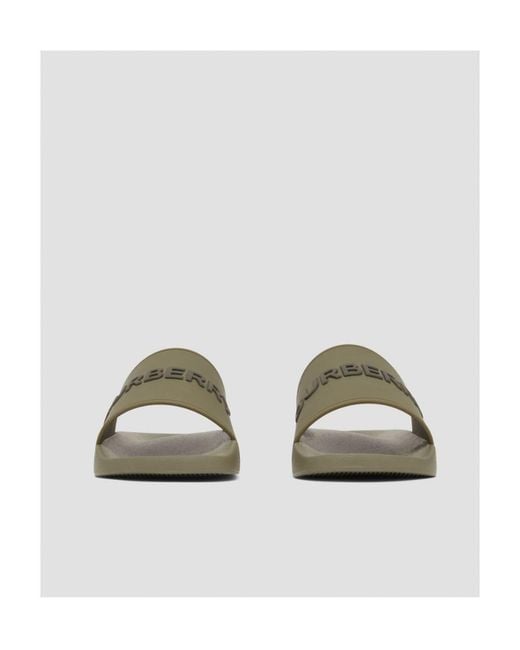 Burberry Green Logo Detail Two-Tone Slides for men