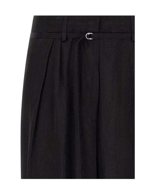 Dries Van Noten Black Belted Moiré Pants