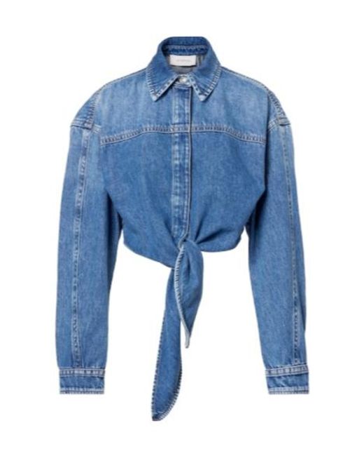 Sportmax Blue Pevera Cropped Denim Shirt