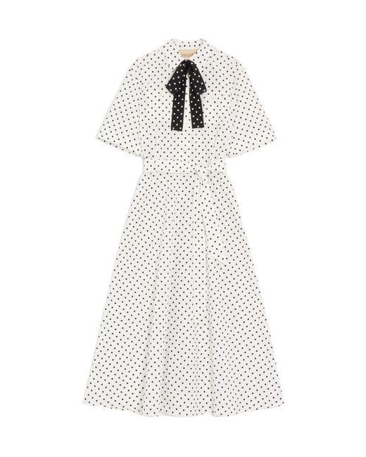 Valentino White Poplin Plusdepois Print Midi Dress