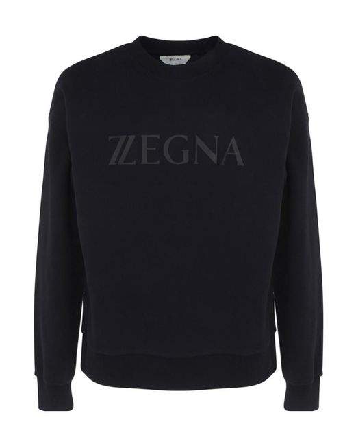 Zegna Blue Logo-Print Sweatshirt for men