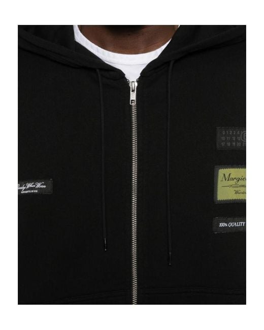 MM6 by Maison Margiela Black Logo Patch Hoodie for men