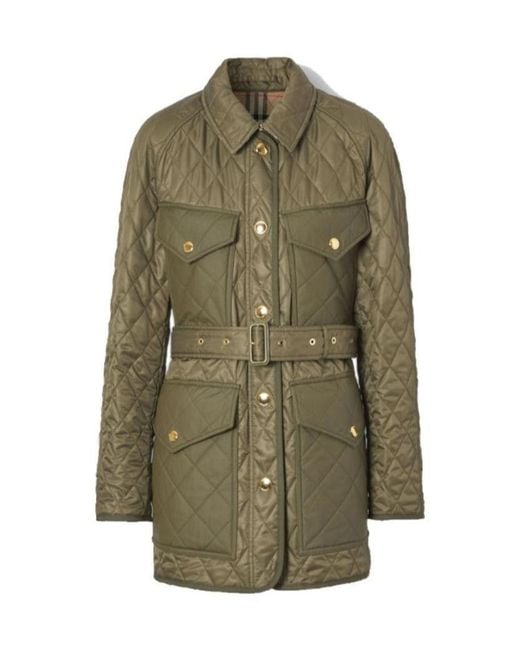 Burberry Green Diamond Quilted Field Jacket