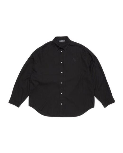 Acne Black Logo-Embroidered Shirt for men