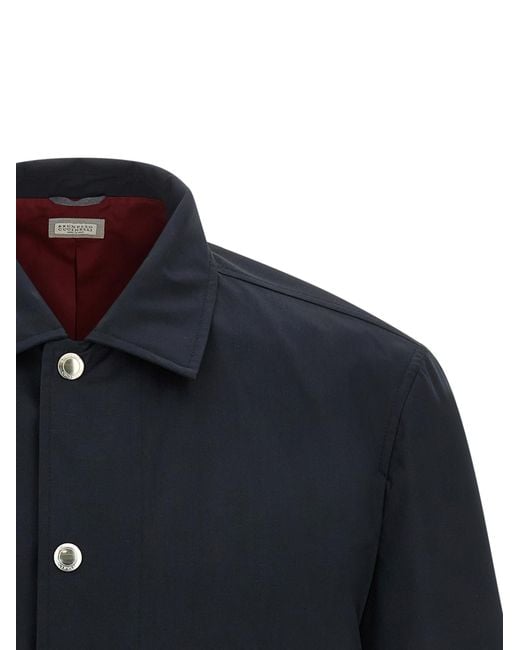 Brunello Cucinelli Blue Membrane Canvas Jacket for men