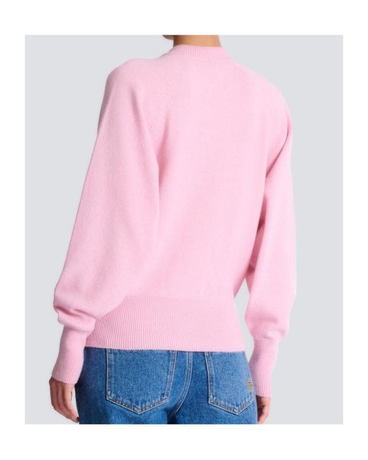 Balmain Pink Buttoned Crewneck Cardigan