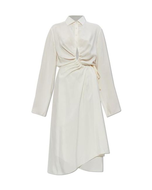 Maison Margiela White Draped Cutout Shirt Dress
