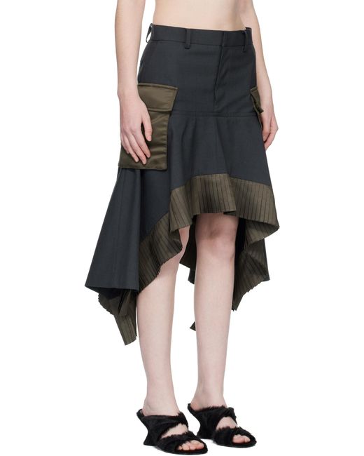 Sacai Gray Suiting X Twill Skirt