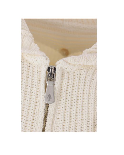 Eleventy White Piquet And Knit Hooded Jacket for men