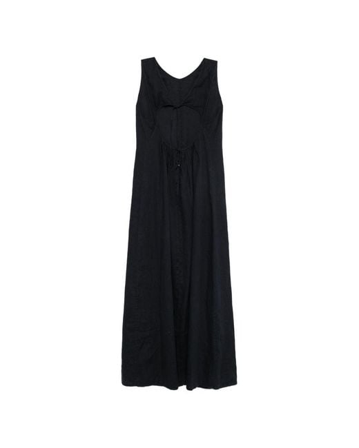 Aspesi Black Cut-Out Tie-Fastening Maxi Dress