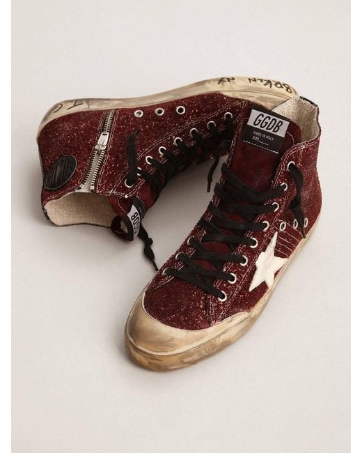 Golden Goose Deluxe Brand Brown Francy Penstar Glittered Hi Sneakers