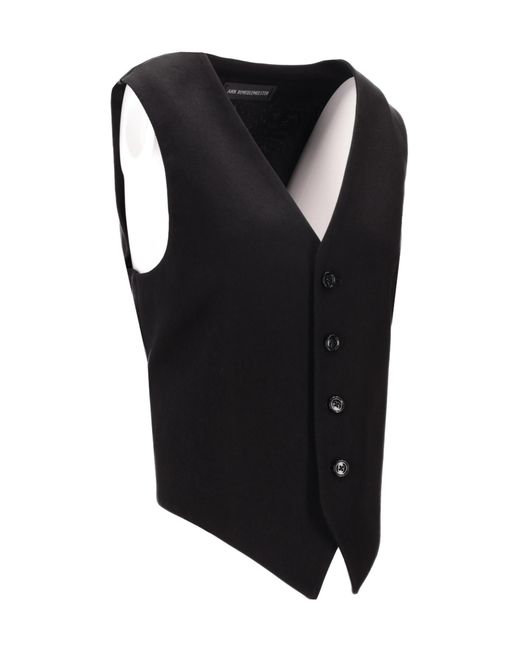 Ann Demeulemeester Black V-Neck Buttoned Waistcoat