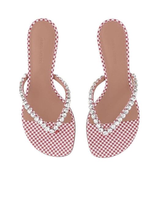 AMINA MUADDI Pink Gigi Satin Sandals