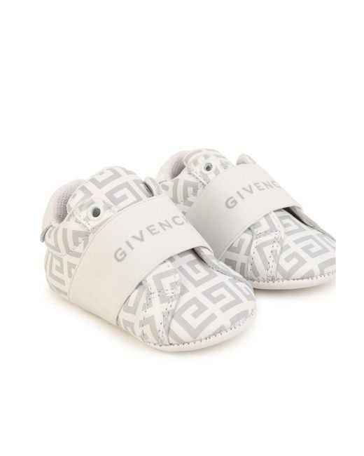 Givenchy White 4G Monogram-Pattern Leather Slippers