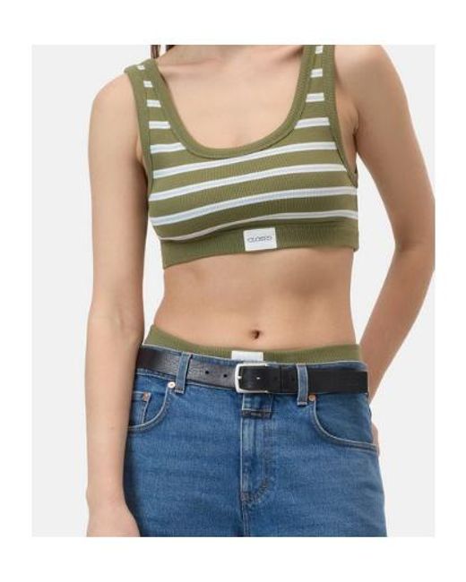 Closed Green Ribbed Cotton Bralette