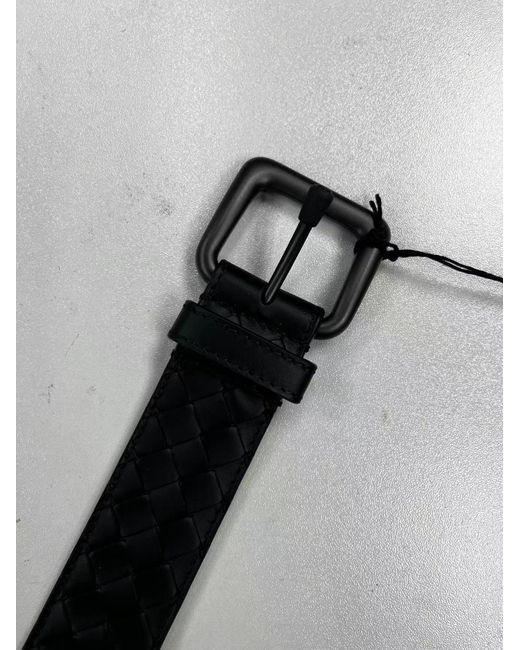 Bottega Veneta Gray Intrecciato Buckle Belt for men