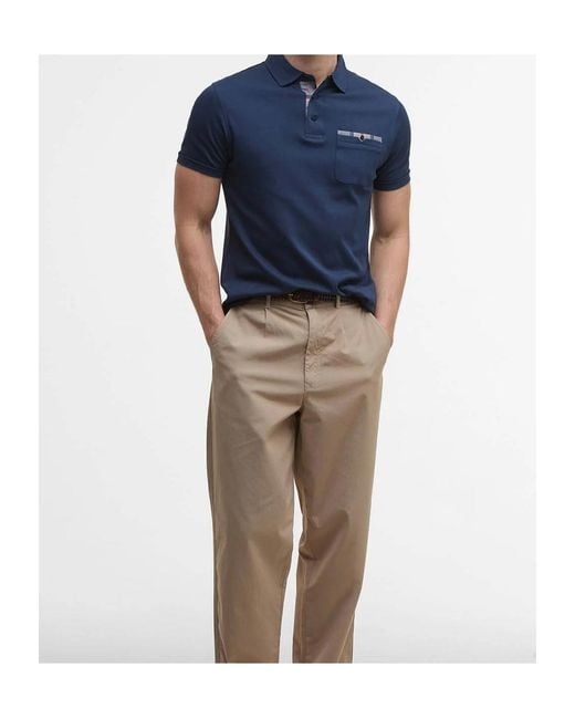Barbour Blue Corpatch Tailored Short-Sleeved Polo Shirt for men