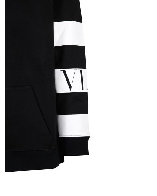 Valentino Black Striped Logo Hoodie for men