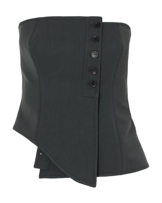 Jean Paul Gaultier Black Strapless Asymmetric Wool-Blend Twill Bustier Top