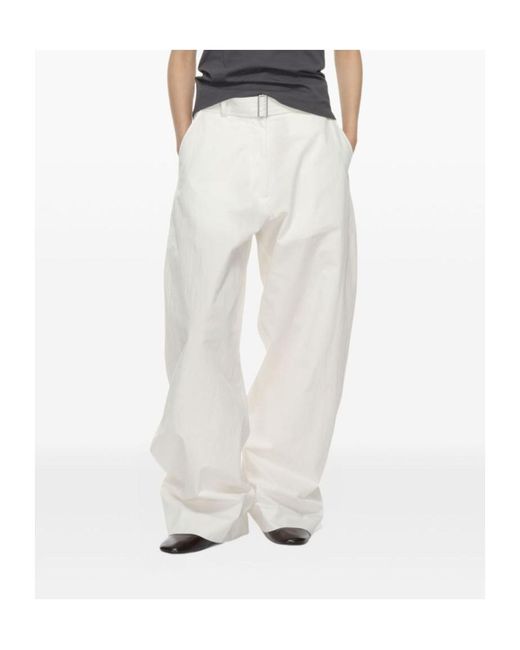 Studio Nicholson White Belted Trousers