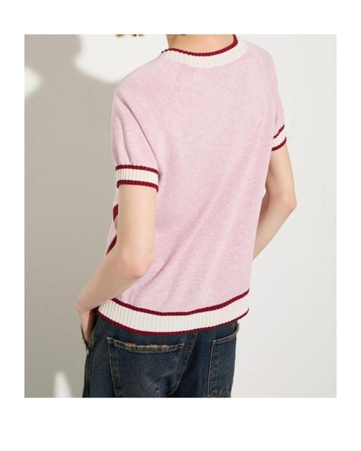 MAX&Co. Pink Short-Sleeved Knitted T-Shirt