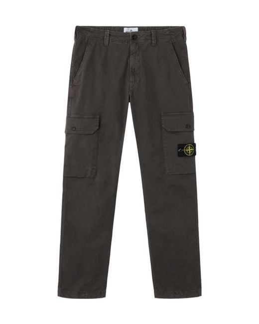 Stone Island Gray Logo-Patch Cargo Pants for men