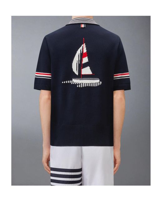 Thom Browne Blue Rwb Armband Sailboat Polo Shirt for men