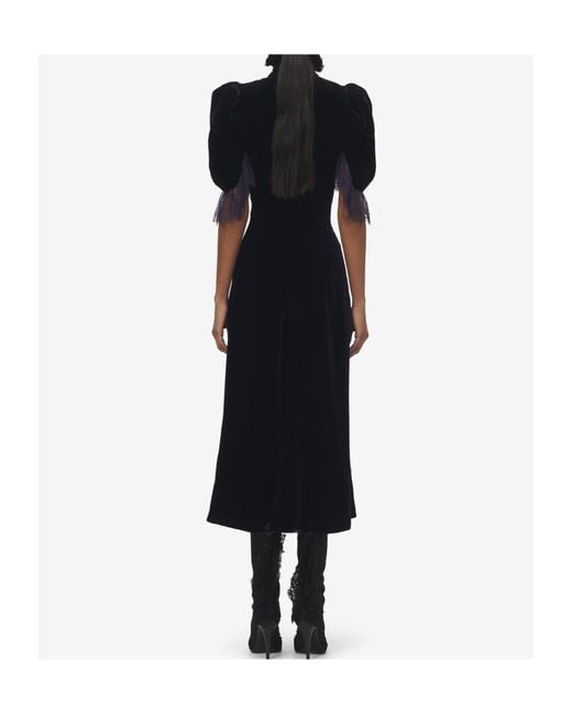 Alexander McQueen Black Ruffled Velvet Dress