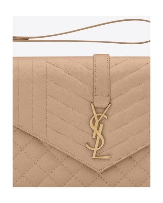 Saint Laurent Natural Monogram Envelope Clutch Bag