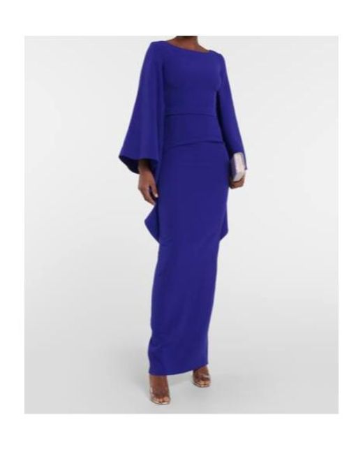 Safiyaa Blue Boat N Flared Belted Maxi Dress