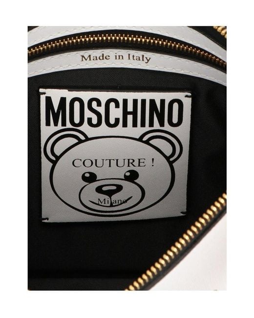 Moschino White Logo Print Clutch Bag