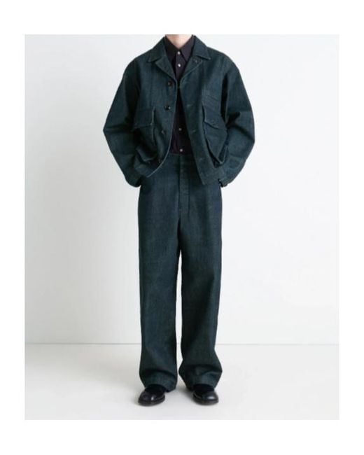 Lemaire Blue Adjustable-Strap Logo Patch Jeans for men