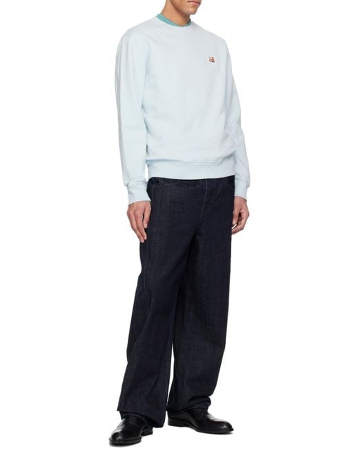 Maison Kitsuné White Maison Kitsuné Fox Head Patch Crewneck Sweatshirt for men