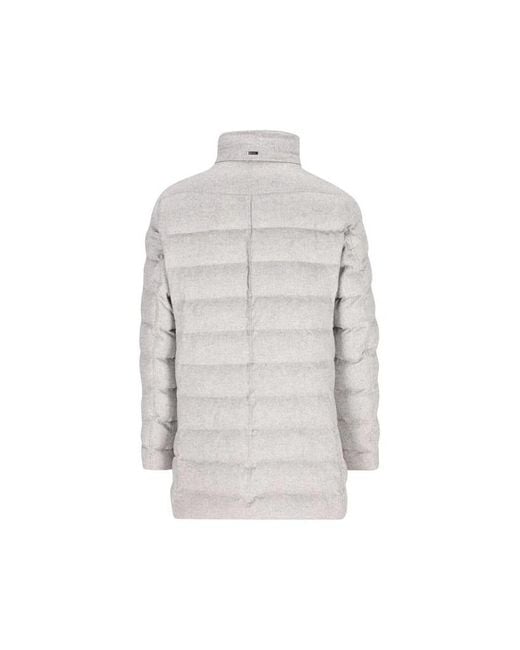 Herno Gray Long-Sleeved Down Coat for men