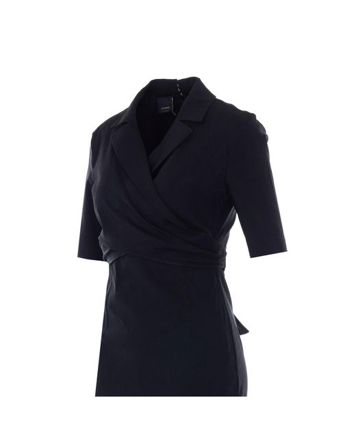 Pinko Blue Bow Detailed Slim-Fit Midi Dress