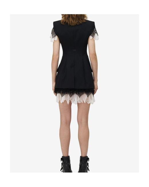 Alexander McQueen Black Lace Detailed Mini Skirt