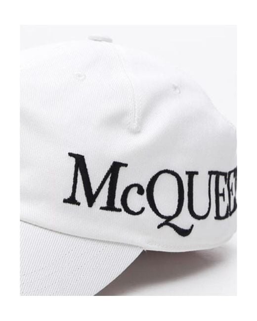 McQueen White Logo Embroidered Baseball Cap for men