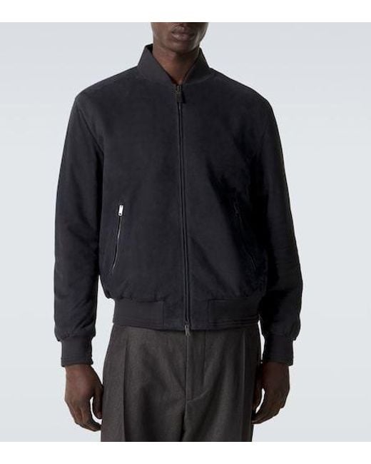 Tod's Blue Suede Bomber Jacket for men
