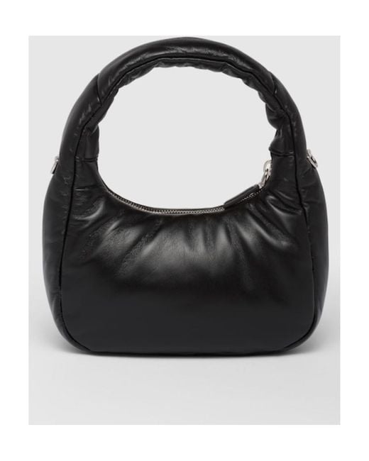 Prada Black Enamel Triangle-Logo Leather Shoulder Bag