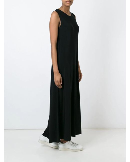 Norma Kamali Black Sleeveless Velvet Long Dress