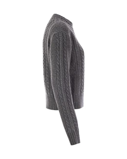 Fabiana Filippi Gray Cable-Knit Embellished Jumper