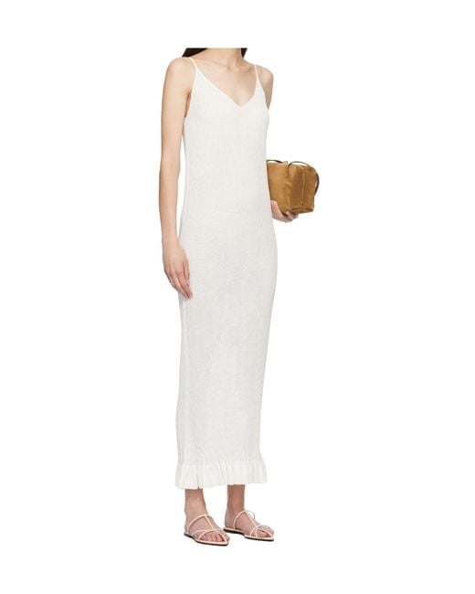 Jil Sander White Ruffled Detail Maxi Dress